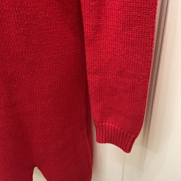 Forever 21 Red Mini Winter Holiday Sweater Long Sleeve Side Slit Dress New - Picture 4 of 6